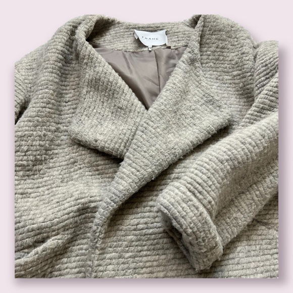 ☃️FRAME Open Knit Wool Mohair Single Breasted Sweater Shawl Collar Jacket - Picture 9 of 13